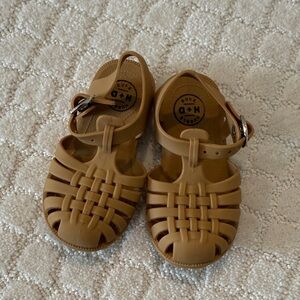 Kids Tan Jelly Sandals with Snap Closure